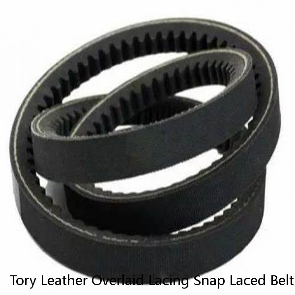 Tory Leather Overlaid Lacing Snap Laced Belt Buckle Havana U-8-VX